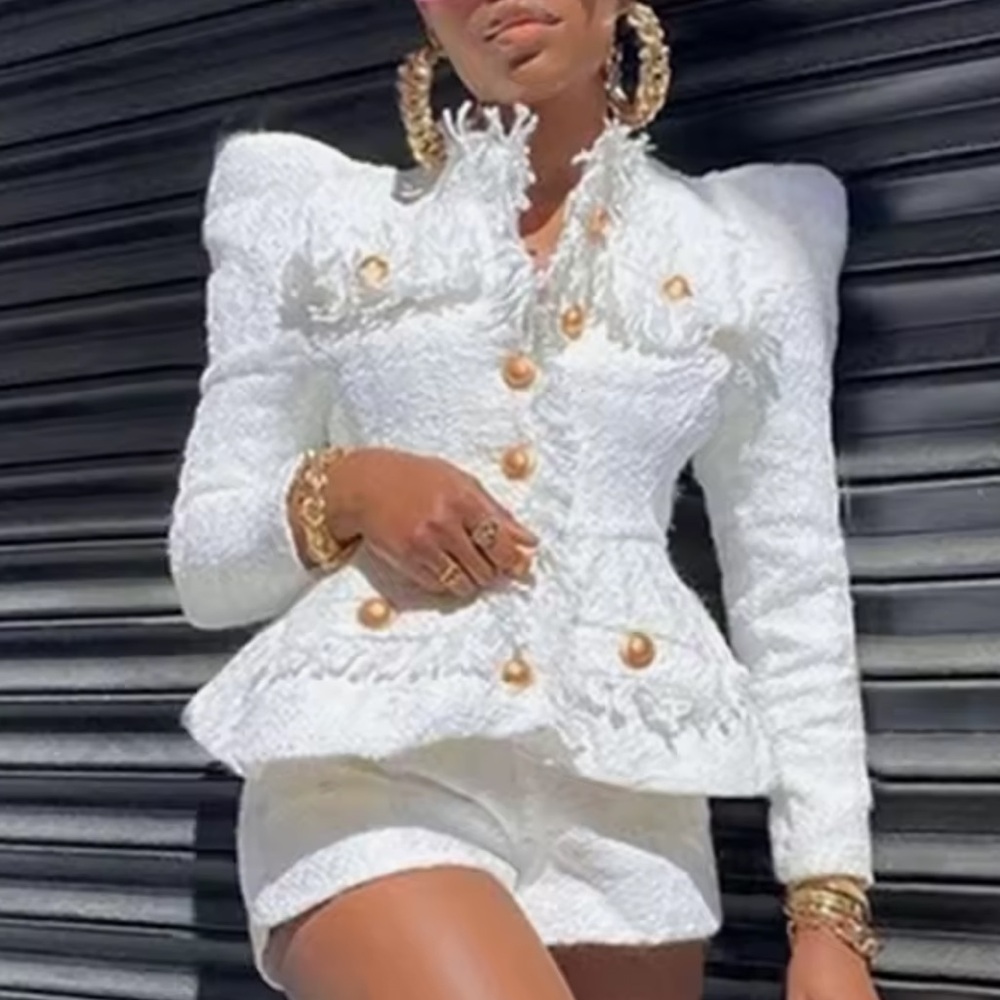 Elegant White Women's Pantsuit - Picture 4 of 16